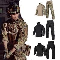 Camo Uniform Tactical Jackes+ Shirts+ Pants Combat+ Knee Pads Airsoft Paintball Multicam Men