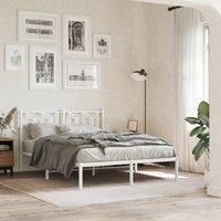 Metal Bed Frame without Mattress with Headboard White 140x200cm