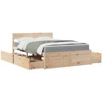 Bed with Drawers and Mattress 120x200 cm Solid Wood Pine