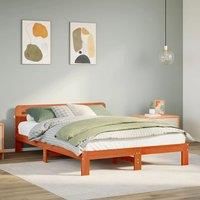 Bed Frame without Mattress Wax Brown 140x190 cm Solid Wood Pine