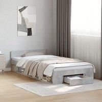 Bed Frame with Drawer without Mattress Concrete Grey 90x190 cm Single