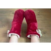 Ladies Slipper Boots - 2 Sizes & 3 Colours! - Red