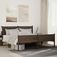 Metal Bed Frame without Mattress Brown Oak 160x200 cm