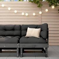 Corner Sofa with Cushions Grey Solid Wood Pine