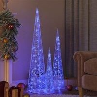 Acrylic Decorative LED Light Cone Set Blue 60/90/120cm