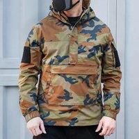 Men Tactical Camouflage Kangaroo Pullover Jacket Outdoor Hiking Camping With Multiple Pockets