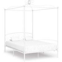 Canopy Bed Frame White Metal 120x200 cm