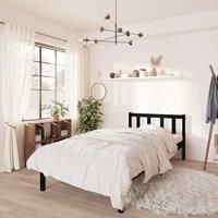 Bed Frame Black Solid Wood Pine 75x190 cm Small Single