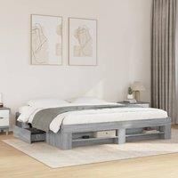 Bed Frame without Mattress Grey Sonoma 180x200 cm Super King Engineered Wood
