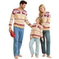 Unisex Black Cosy Family Christmas Sweaters with Reindeer and Snowflake Patterns