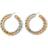 Oversized Gold and Silver Chain Hoop Earrings - Bold Modern Statement Style
