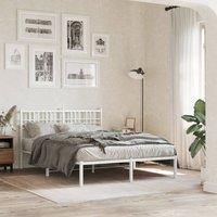 Metal Bed Frame without Mattress with Headboard White 140x190cm