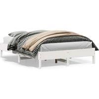 Bed Frame without Mattress White 160x200 cm Solid Wood Pine