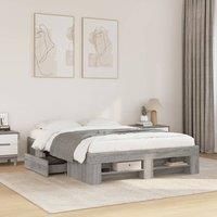 Bed Frame without Mattress Grey Sonoma 140x190 cm Engineered Wood