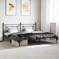 Metal Bed Frame without Mattress with Headboard Black 193x203cm