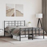 Metal Bed Frame without Mattress with Footboard Black 135x190cm
