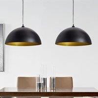 Ceiling Lamp 2 pcs Height-adjustable Semi-spherical Black