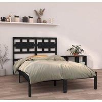 Bed Frame Black Solid Wood 120x190 cm Small Double
