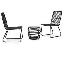 3 Piece Bistro Set Poly Rattan Black