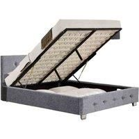 Fabric Ottoman Storage Bed with High Headboard, Gas Lift Up Base