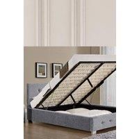 GREY Fabric Ottoman Storage Double Bed Frame mattress NOT included