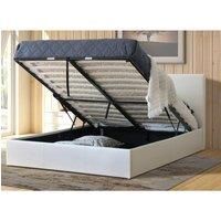 Leather Ottoman Storage Bed with Wooden Slatted Gas Liftup Base.