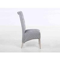 A Pair (x2) Velvet Tufted High Back Dining Chairs with Chrome Legs