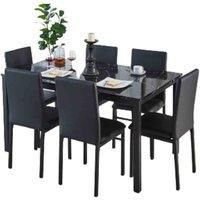 Marble Effect MDF Black Emillia Range Kitchen Living Room Sets including, Coffee Table, Side Table, Dining Sets, Nest of 3 Table Sets (Dining Sets with 6 Chairs)