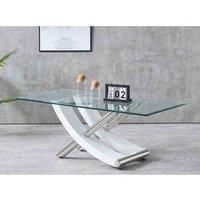 Modernique Nuovo Side End Table Tempered Clear Glass Top With Cross Leg In Oak