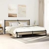 Metal Bed Frame without Mattress Sonoma Oak 180x200 cm Super King