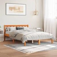 Berkfield Home Bed Frame without Mattress Wax Brown 135x190 cm Double Solid Wood Pine