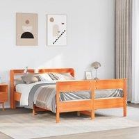 Bed Frame without Mattress Wax Brown 120x190 cm Small Double Solid Wood Pine