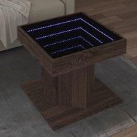 Coffee Table with LED Brown Oak 50x50x45 cm Engineered Wood