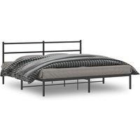 Metal Bed Frame without Mattress with Headboard Black 193x203cm