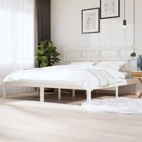 Bed Frame White Solid Wood Pine 200x200 cm