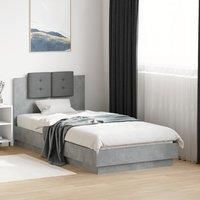 Bed Frame without Mattress Concrete Grey 75x190 cm Small Single