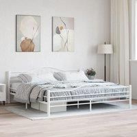 Bed Frame White Metal 200x200 cm