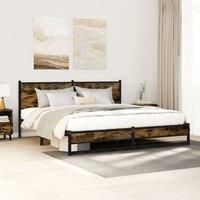 Metal Bed Frame without Mattress Smoked Oak 180x200 cm Super King