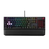 ASUS ROG Strix Scope NX Deluxe RGB wired mechanical gaming keyboard with ROG NX switches, aluminum frame, ergonomic wrist rest, Aura Sync lighting and additional silver WASD for FPS games