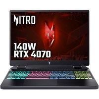 ACER Nitro 16 16" Gaming Laptop - AMD Ryzen 7, RTX 4070, 1.5 TB SSD, Black