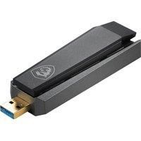 MSI AX1800 WiFi 6 Dual-Band USB Adapter - WLAN up to 1800 Mbps (5GHz, 2.4GHz Wireless), USB 3.2 Gen 1 Type-A, MU-MIMO, Adjustable Antenna, Beamforming, WPA3 - Wired Cradle Stand Included