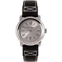 Silver Dial Black Band Watch