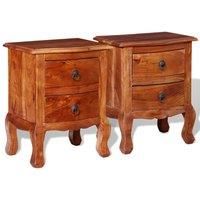 Nightstands with Drawers 2 pcs Solid Acacia Wood