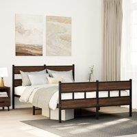 Metal Bed Frame without Mattress Brown Oak 160x200 cm
