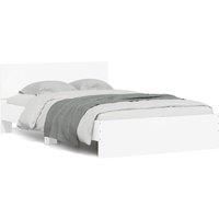 Bed Frame with Headboard and LED White 120x190 cm Small Double
