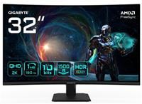 Gigabyte GS32QCA 31.5" QHD Curved Gaming Monitor - 2560 x 1440, 180Hz, 1ms, 250 cd/m², FreeSync, HDR Ready, HDMI 2.0, Displayport 1.4