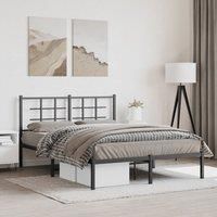 Metal Bed Frame without Mattress with Headboard Black 135x190cm
