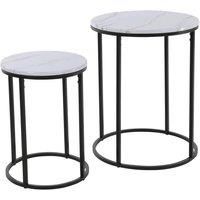 H&S Collection 2 Piece Side Table Set White