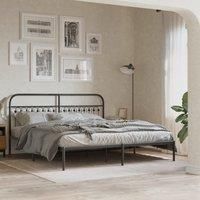 Metal Bed Frame without Mattress with Headboard Black 183x213cm