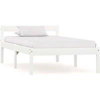 Bed Frame White Solid Pine Wood 90x200 cm